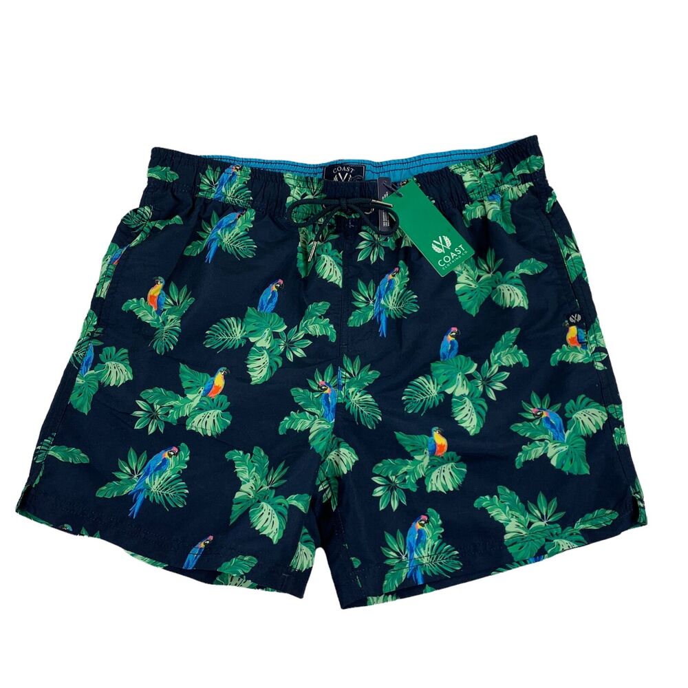 Coast Clothing Mens Quick Dry Tropical Highlands Board Shorts Swim Trunks Navy M